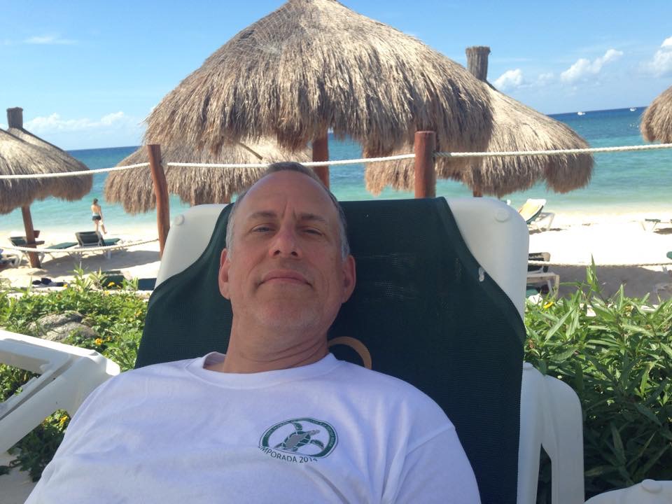 Chuck by the pool at the Allegro Hotel in Cozumel